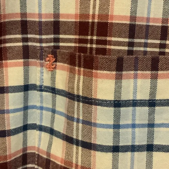 Izod Men's Casual Plaid Shirt - Red, Blue, and White - Picture 4 of 5